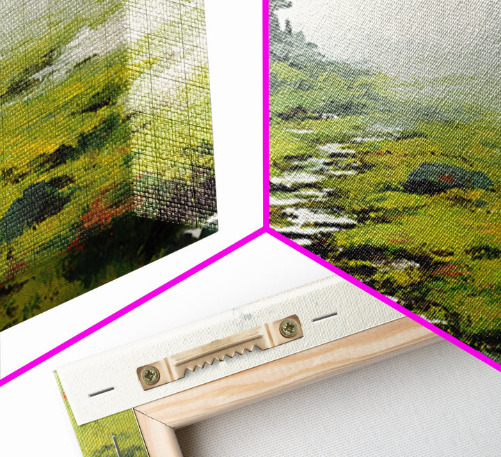Peaceful Green Japanese Garden Landscape With Pagoda Foggy Morning Wall Art Fine Art Print Framed Canvas Print For Japanese Wall Decor