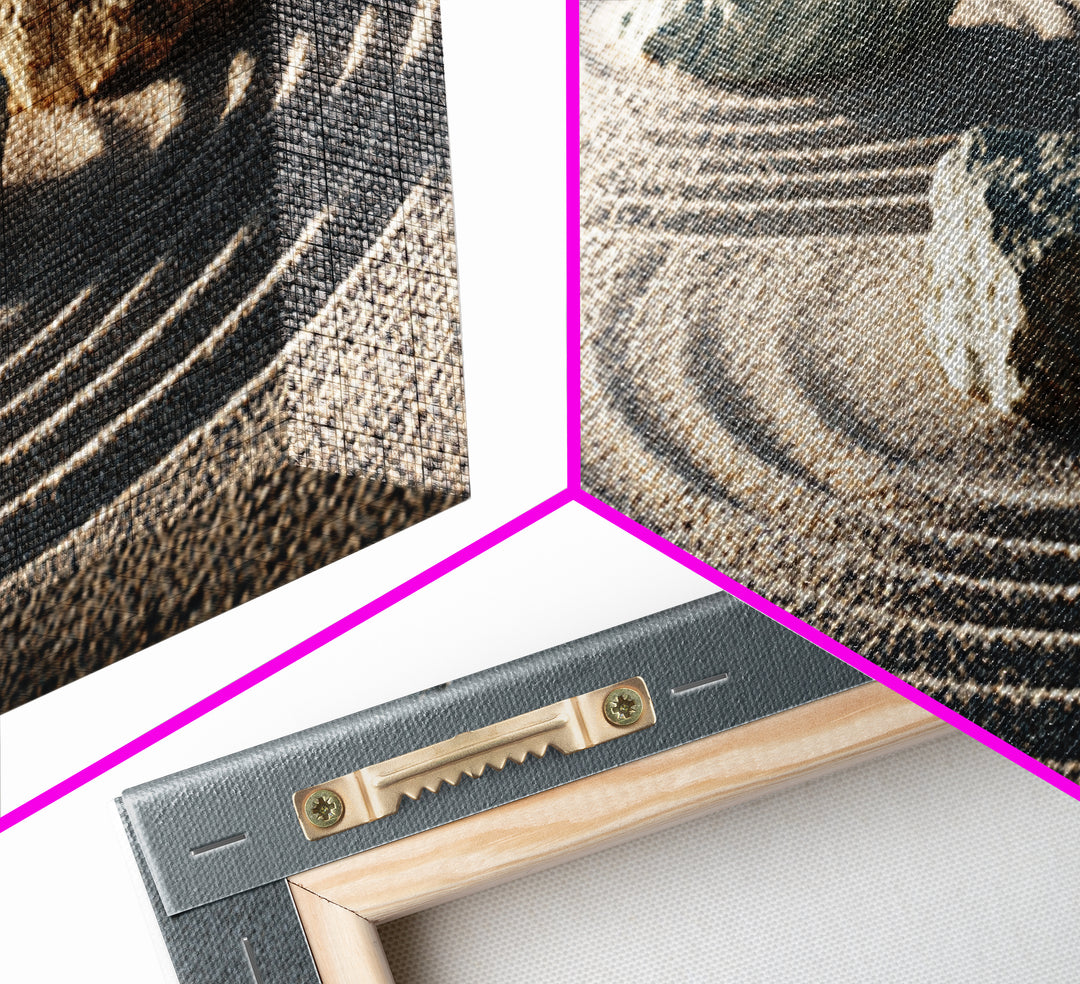 Zen Japanese Rock Garden With Sand And Stones Minimalist Wall Art Canvas Print For Calming Home Decor And Meditation Space