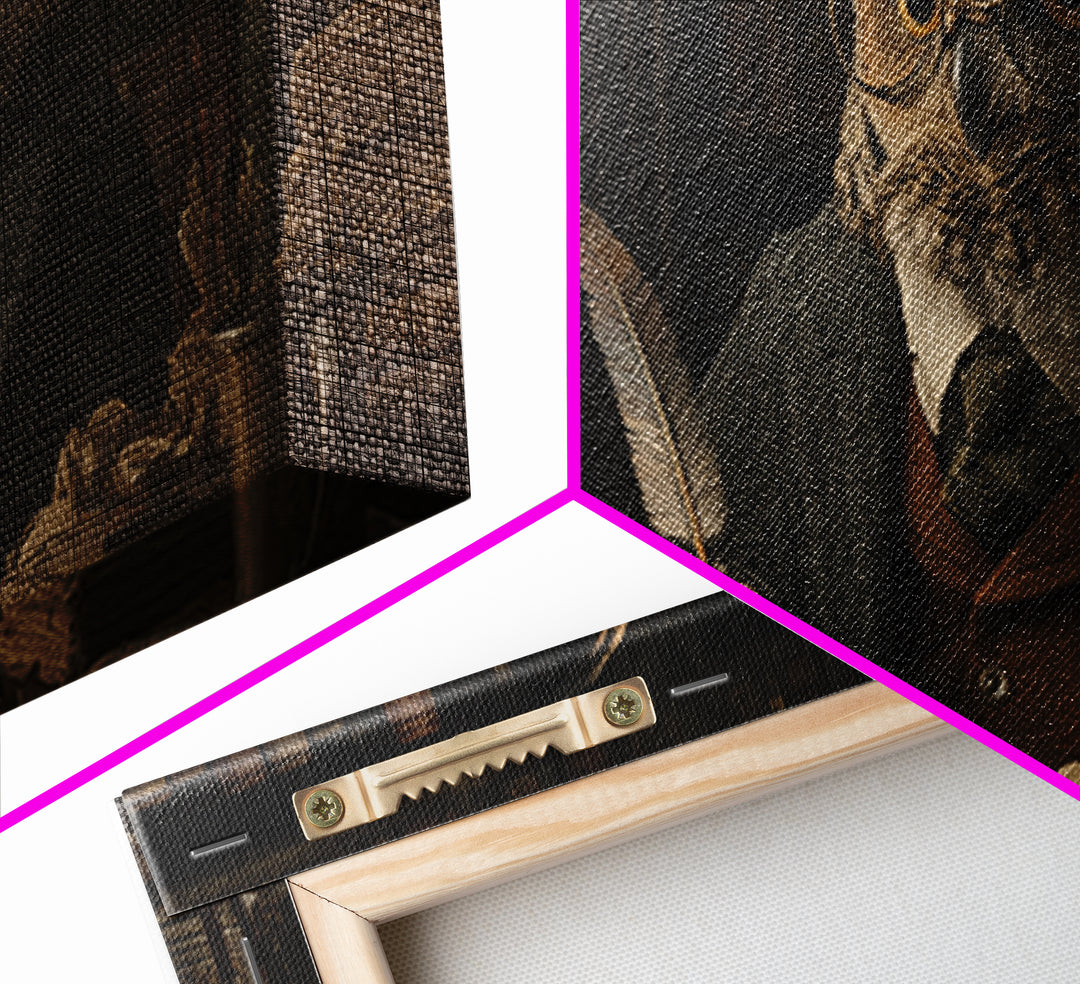 Scholar Owl In Antique Library Canvas Print, Whimsical Animal Wall Art, Dark Academia Decor, Book Lover Gift, Office Art
