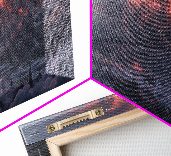 Knight On Mountain Cliff Under Lightning Wall Art, Dark Fantasy Landscape, Epic Mountain Art, Gothic Decor, Canvas Print