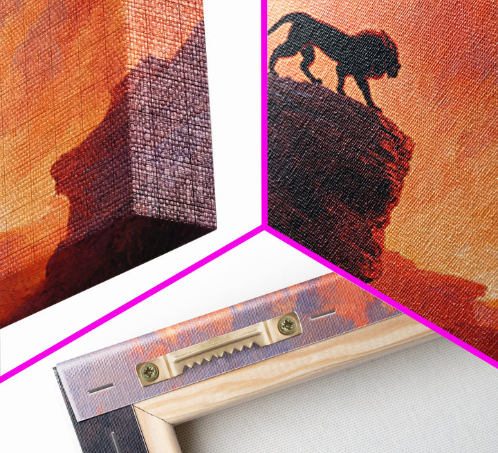 Black Panther Canyon Sunset Wall Art, Wildlife Canvas Print, Southwestern Decor, Big Cat Art, Dramatic Living Room Decor