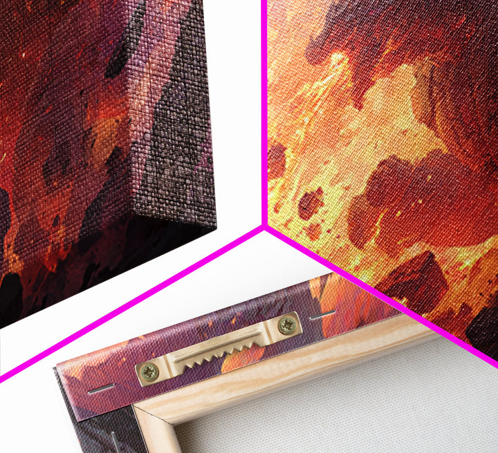 Fire Dragon Rising From Ruins Wall Art, Dark Fantasy Canvas Print, Epic Mythical Decor For Gamer Room And Statement Wall