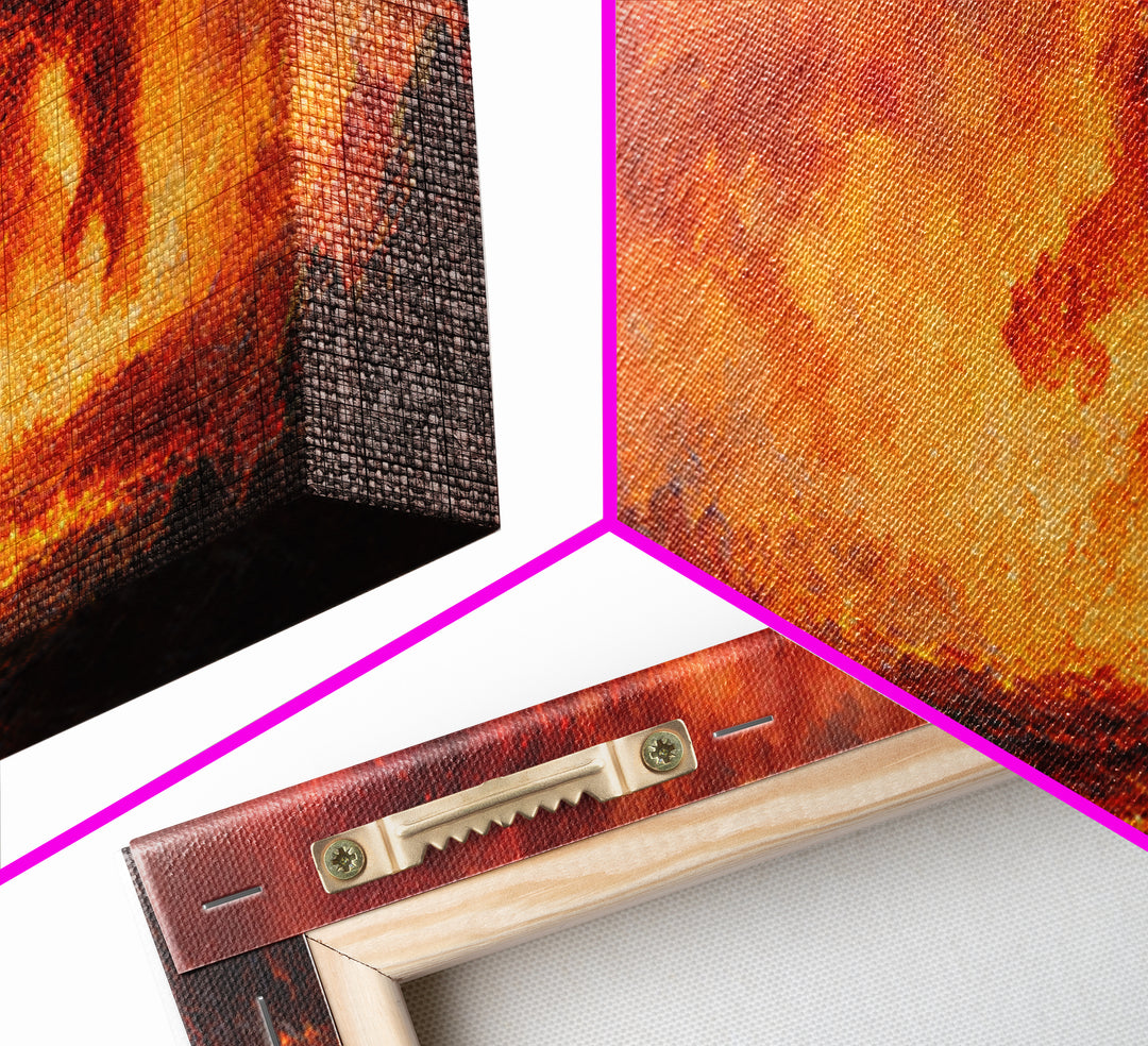 Fiery Lava Titan Fantasy Wall Art, Dark Fantasy Canvas Print, Volcanic Monster Poster, Gaming Room Decor, Gift For Him, Large Art