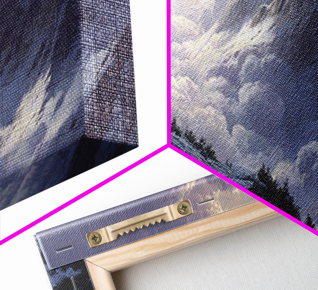 Stormy Snow Mountain Landscape Wall Art, Dramatic Alpine Canvas Print, Moody Nature Decor, Adventure Gift For Him, Living Room Decor