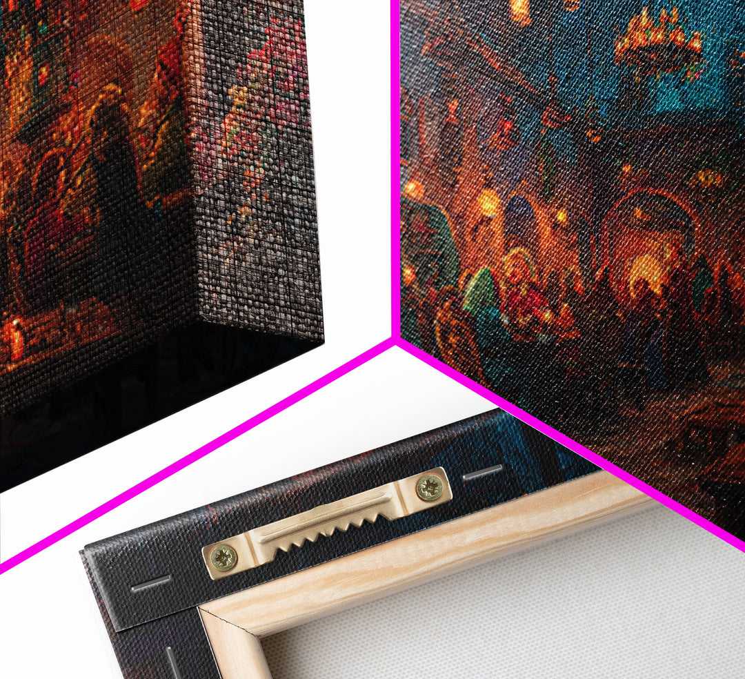 Cozy Medieval Tavern Wall Art, Fantasy Inn Canvas Print, Fireplace Pub Decor, Dungeons And Dragons Game Room Gift For Him, Man Cave Decor