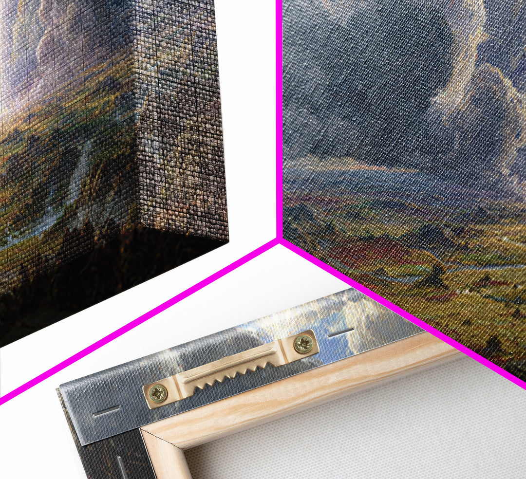 Divine Light Over Epic Battlefield Canvas Print, Fantasy Landscape Wall Art, Dark Academia Decor, Statement Artwork, Large Wall Art