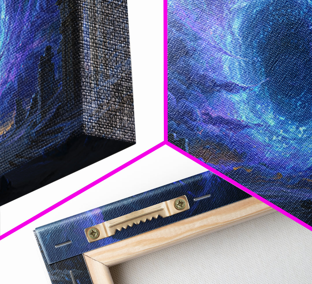 Wizard Portal Ruins Wall Art, Cosmic Vortex Fantasy Canvas, Mystical Dark Magic Decor, Surreal Landscape Art Print For Game Room
