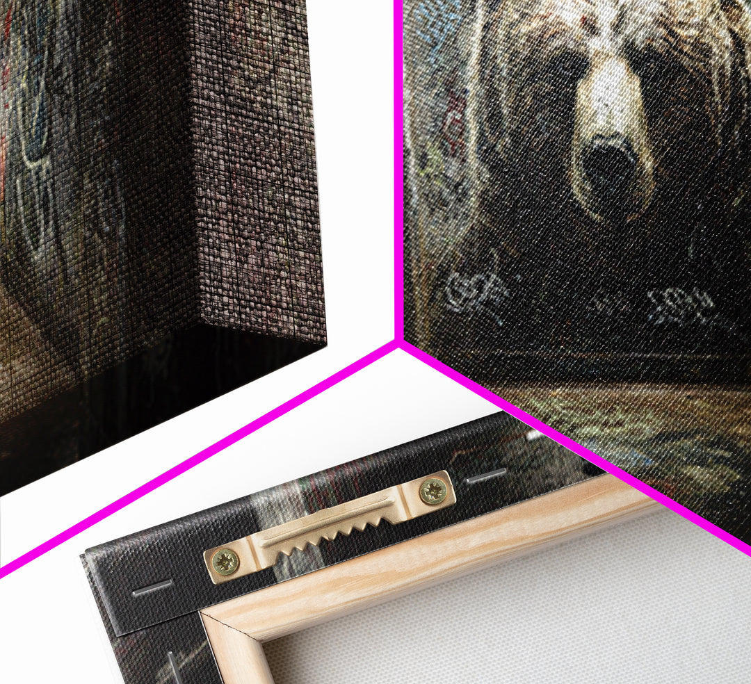 Giant Bear Graffiti Tunnel Wall Art, Urban Street Art Print, Edgy Industrial Decor, Modern Office Poster, Wildlife Mural