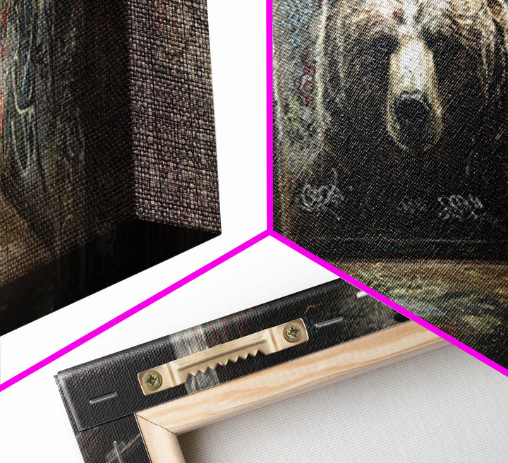 Giant Bear Graffiti Tunnel Wall Art, Urban Street Art Print, Edgy Industrial Decor, Modern Office Poster, Wildlife Mural