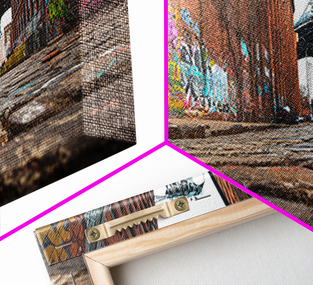 Graffiti Alley By Manhattan Bridge Wall Art, Urban Street Photography Canvas Print, Brooklyn Loft Decor, Industrial City Art