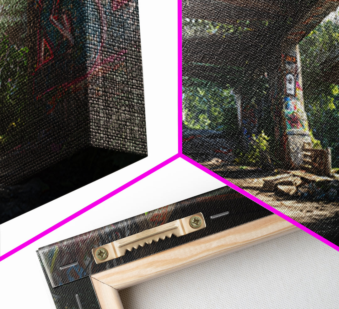 Abandoned Graffiti Underpass Wall Art, Urban Street Art Canvas Print, Industrial Decor, Edgy Office Poster Unique Gift For Him