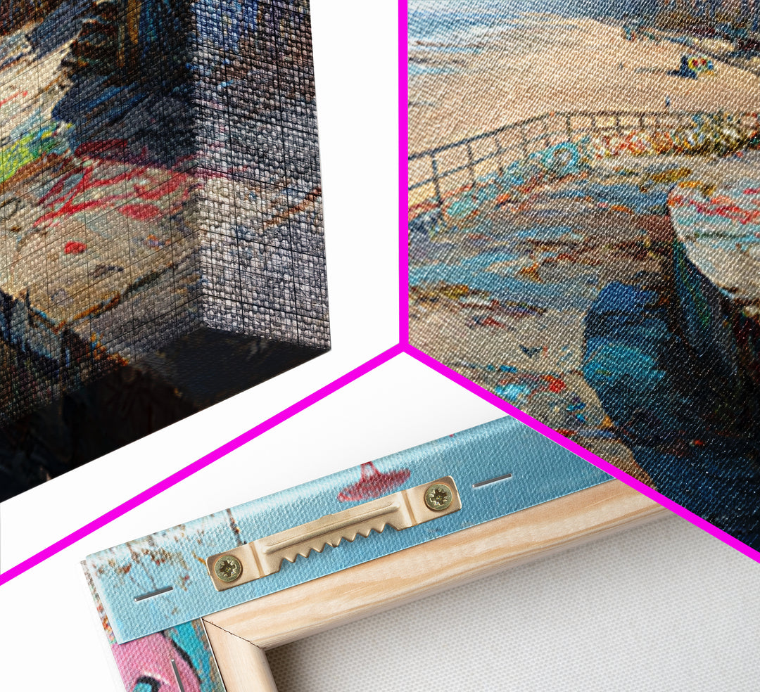 Graffiti Beach Boardwalk Seascape Wall Art, Coney Island Style Travel Poster, Urban Coastal Decor, Ocean City Print, Summer Beach Art