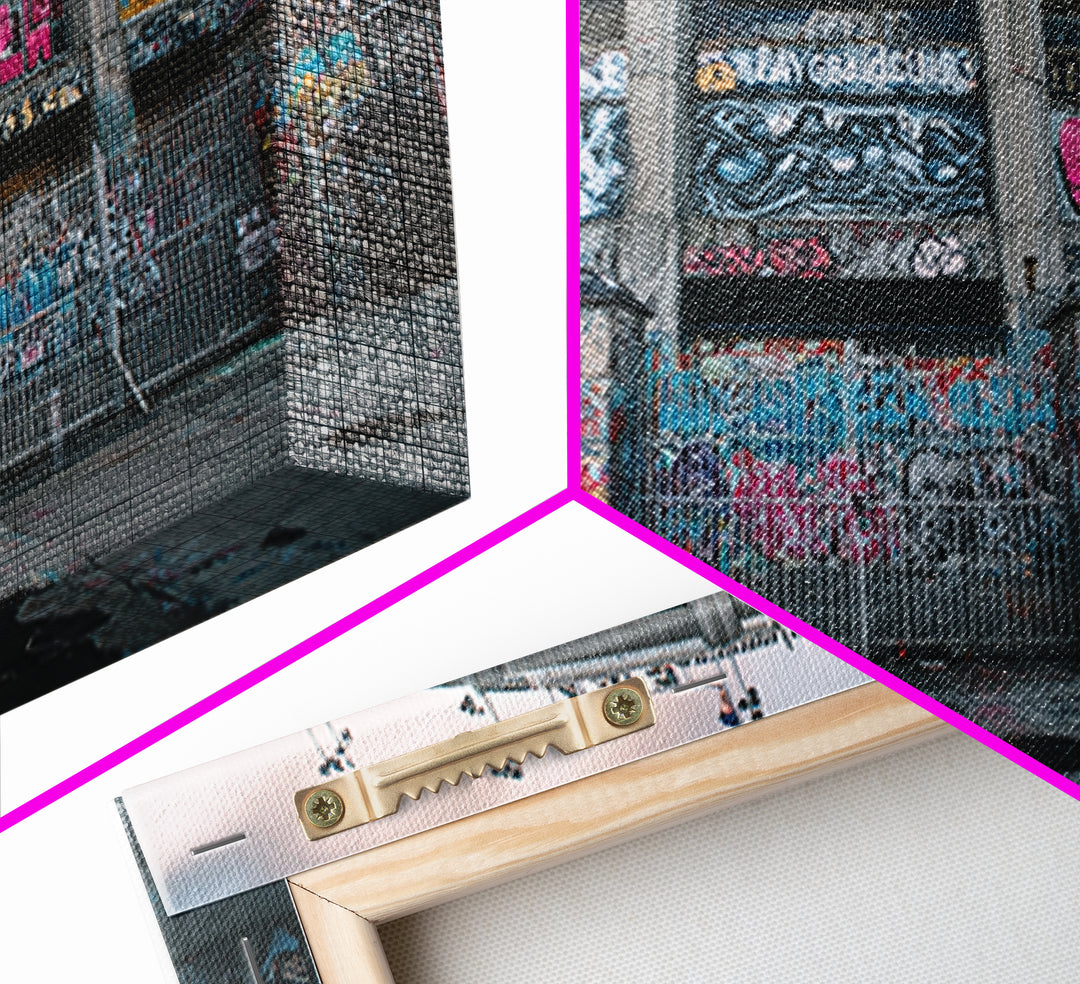 Abandoned Graffiti Stadium Facade Wall Art, Urban Street Art Canvas Print, Industrial Decor, Man Cave And Office Wall Decor