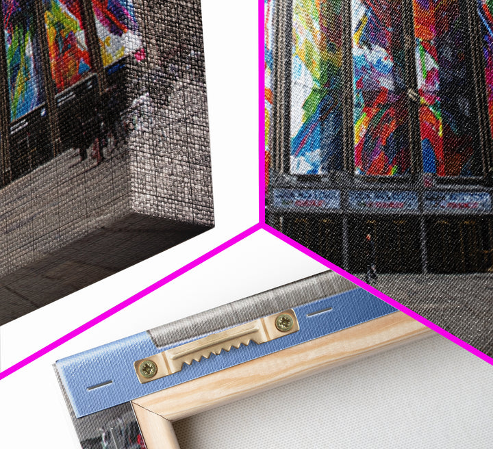 Colorful Modern Glass Building Facade Wall Art, Urban Architecture Canvas Print, Abstract City Decor, Statement Office Art