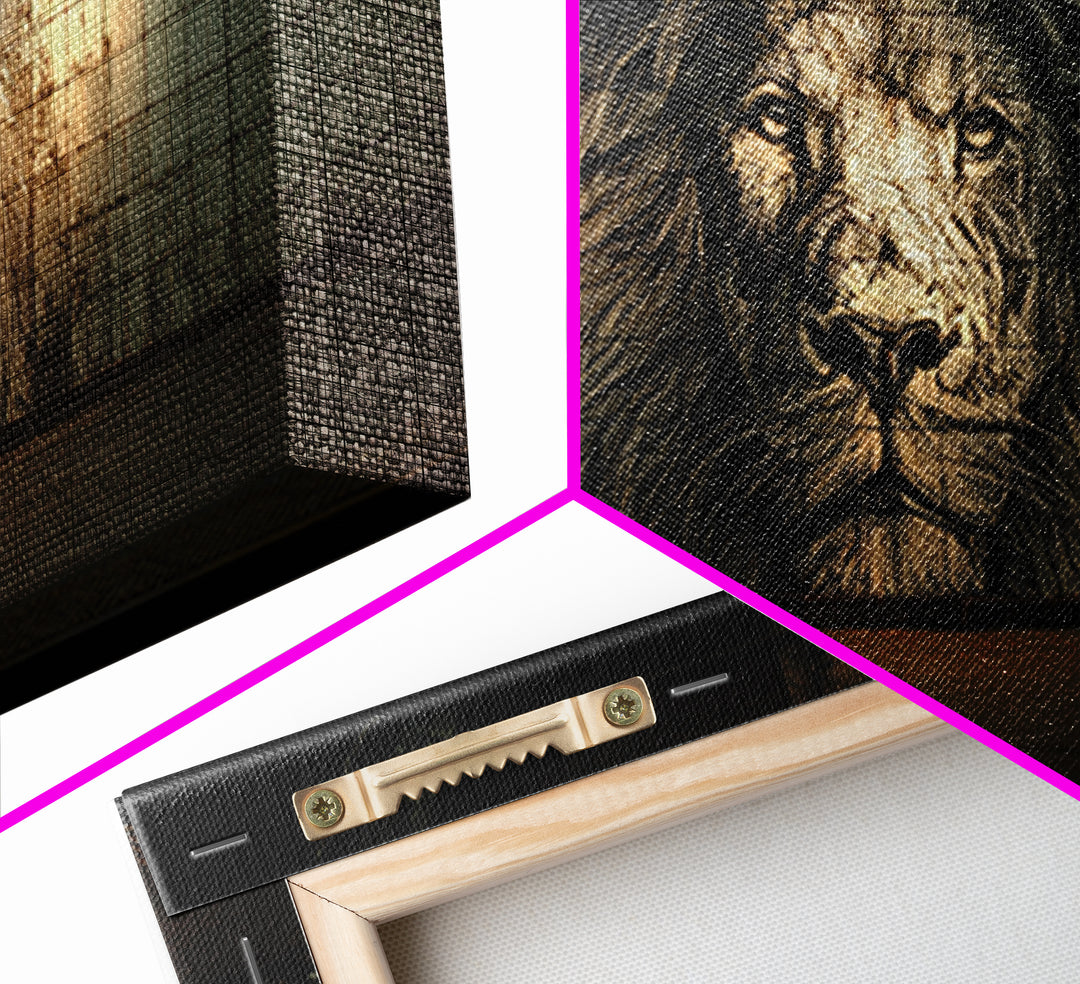 Black And White Lion Mural Wall Art, Urban Street Art Canvas, Industrial Loft Decor, Masculine Office Wall Decor, Bold Art Print