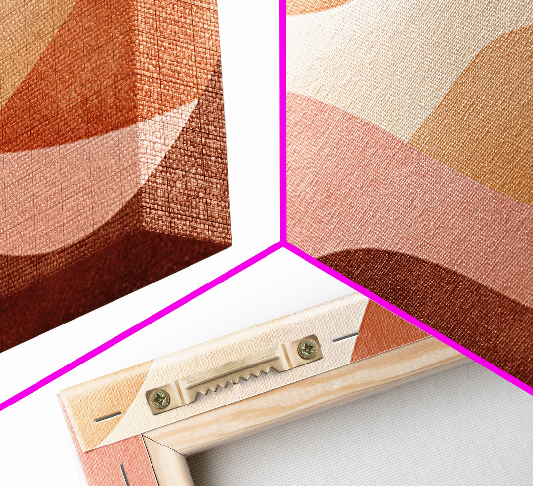 Terracotta Cream Wavy Abstract Canvas Print, Earth Tone Wall Art, Modern Boho Decor, Large Horizontal Living Room Art Print