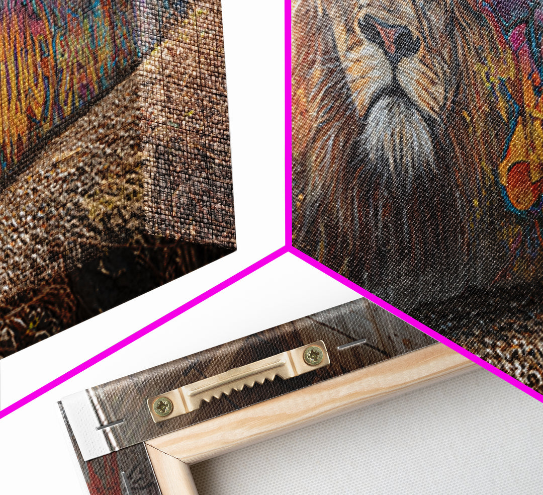 Lion Graffiti Underpass Canvas Print, Urban Street Art Wall Art, Colorful Wildlife Decor, Big Cat Mural Photography Print
