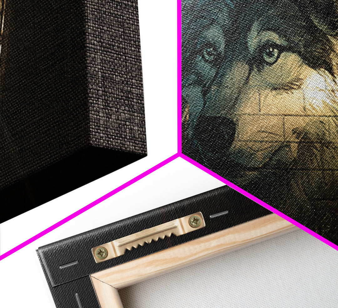Dark Wolf Mural Stairwell Wall Art, Urban Animal Canvas Decor, Moody Graffiti Print, Masculine Office Decor Housewarming Gift For Him