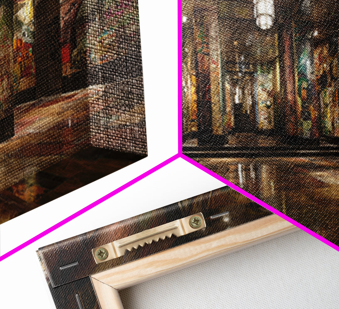 Graffiti Covered Underground Corridor Wall Art, Industrial Urban Canvas Print, Street Art Decor, Edgy Office Wall Decor