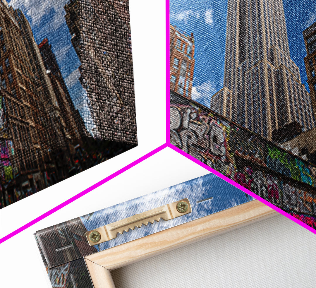 New York Graffiti Alley And Chrysler Building Wall Art, Urban Cityscape Print, NYC Travel Poster, Modern Office Decor For Loft