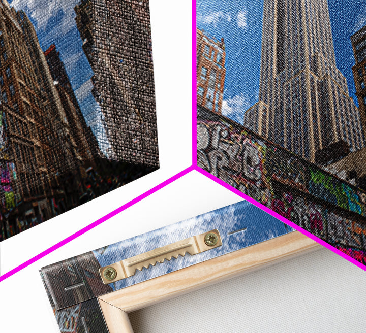 New York Graffiti Alley And Chrysler Building Wall Art, Urban Cityscape Print, NYC Travel Poster, Modern Office Decor For Loft