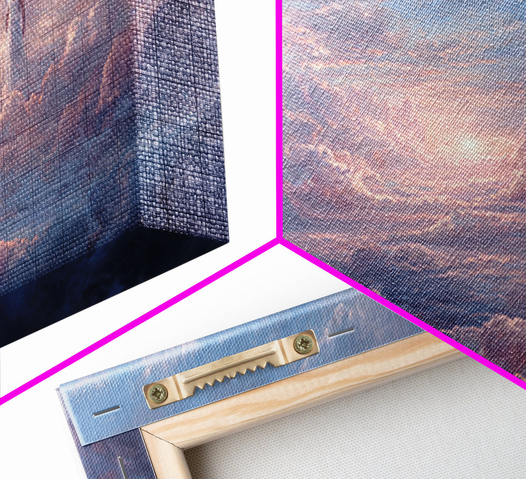 Angel In Pastel Heaven Clouds Framed Canvas Print, Dreamy Celestial Wall Art, Spiritual Sky Home Decor, Serene Gift For Her