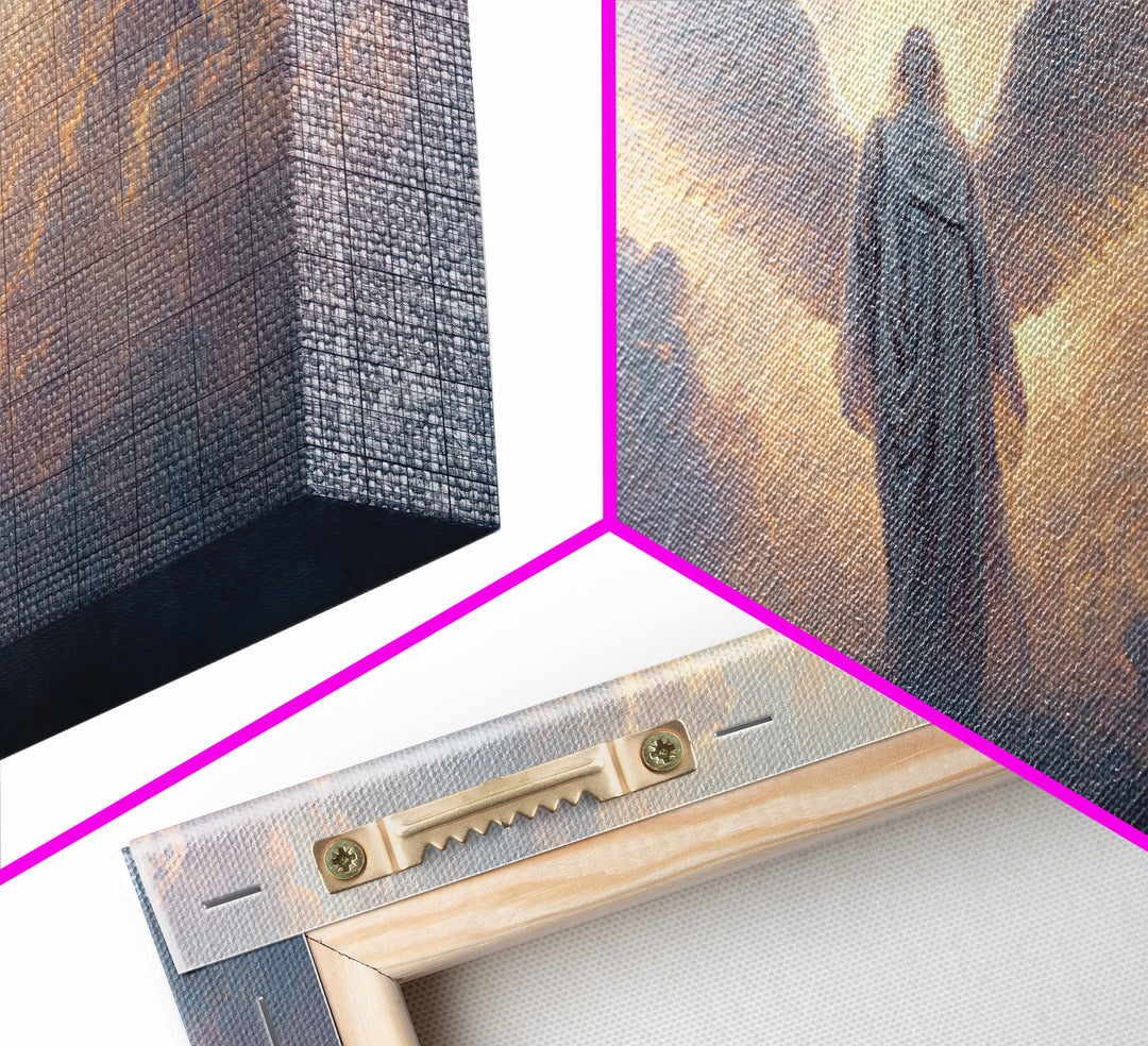 Radiant Angel In Heavenly Clouds Canvas Print, Celestial Christian Wall Art, Spiritual Home Decor, Bereavement Gift For Her