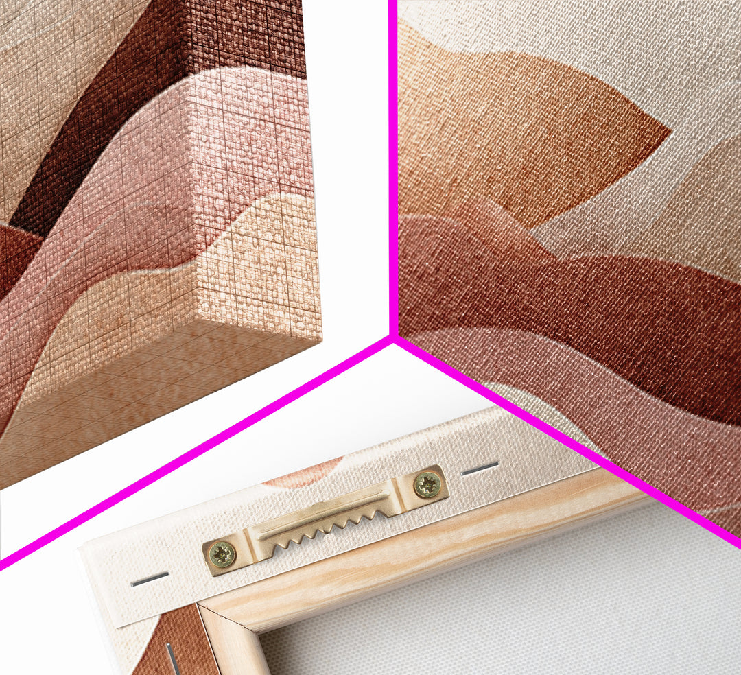 Mauve Terracotta Abstract Mountain Sun Wall Art, Wavy Desert Landscape Canvas Print, Neutral Boho Decor, Large Above Bed Art