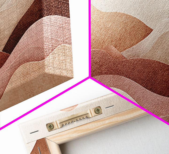 Mauve Terracotta Abstract Mountain Sun Wall Art, Wavy Desert Landscape Canvas Print, Neutral Boho Decor, Large Above Bed Art