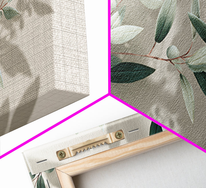 Olive Branch Botanical Canvas Print, Sage Green Wall Art, Minimalist Nature Decor, Calming Japandi Living Room Framed Art