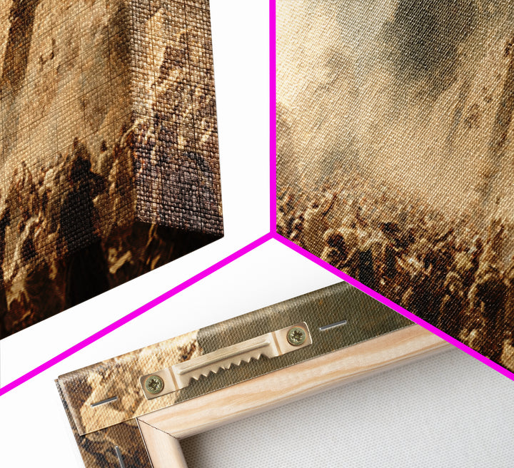 Ancient Siege Battle In Dust Wall Art, Historical War Canvas Print, Dramatic Figurative Art, Dark Academia Home Decor Gift