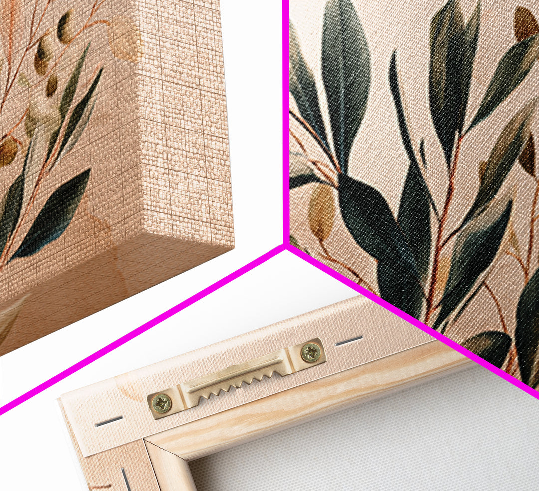 Blush Olive Branch Botanical Wall Art, Sage Green Leaves, Neutral Boho Home Decor, Living Room Wall Art, Housewarming Gift