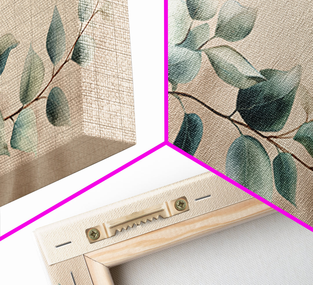 Soft Eucalyptus Branch Canvas Print, Blue Green Botanical Wall Art, Neutral Home Decor, Bedroom Wall Art, Modern Living Room Art