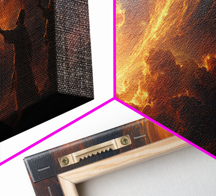 Fiery Pillar In Storm Clouds Framed Canvas Print, Biblical Wall Art, Spiritual Landscape Decor, Christian Gift For New Home