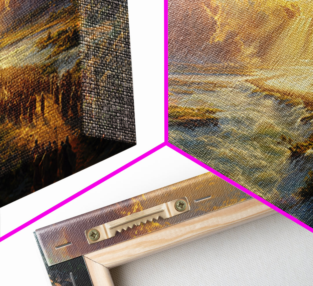 Exodus River Crossing Canvas Print, Golden Biblical Landscape Painting, Christian Wall Decor, Housewarming Gift For Living Room