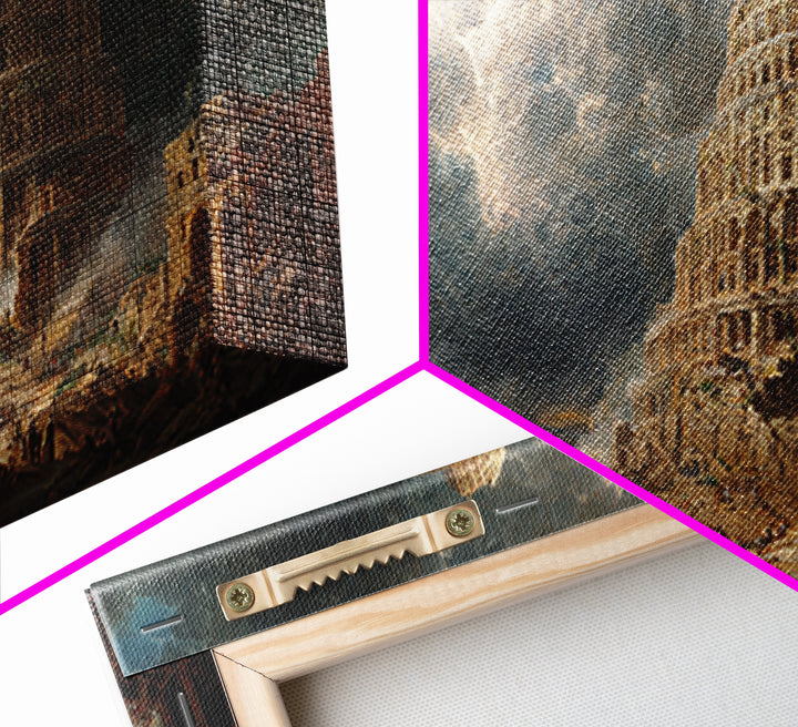 Tower Of Babel Storm Canvas Print, Biblical Architecture Wall Art, Dark Academia Decor, Classical Fantasy Landscape Art Print