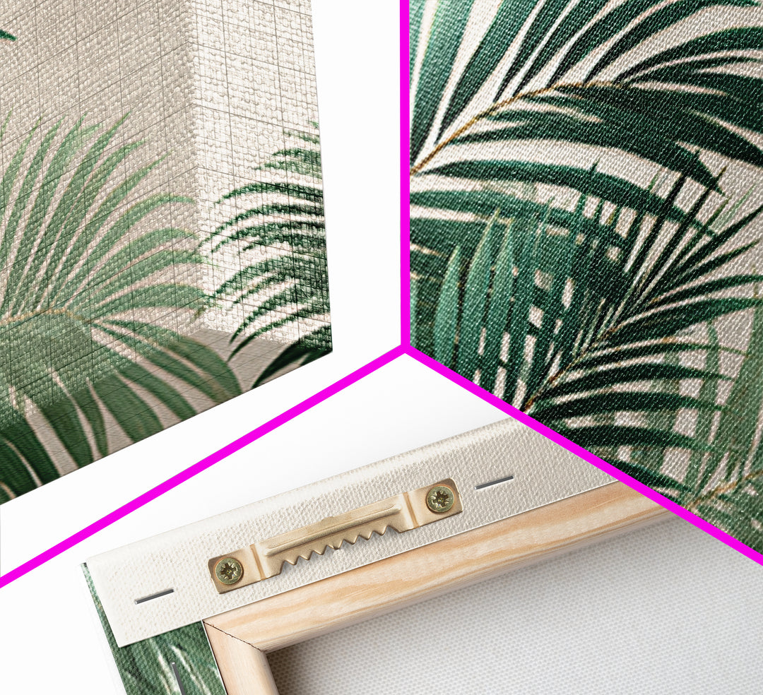 Tropical Palm Leaves Wall Art, Botanical Canvas Print, Green Coastal Decor, Neutral Living Room Wall Decor, Beach House Gift