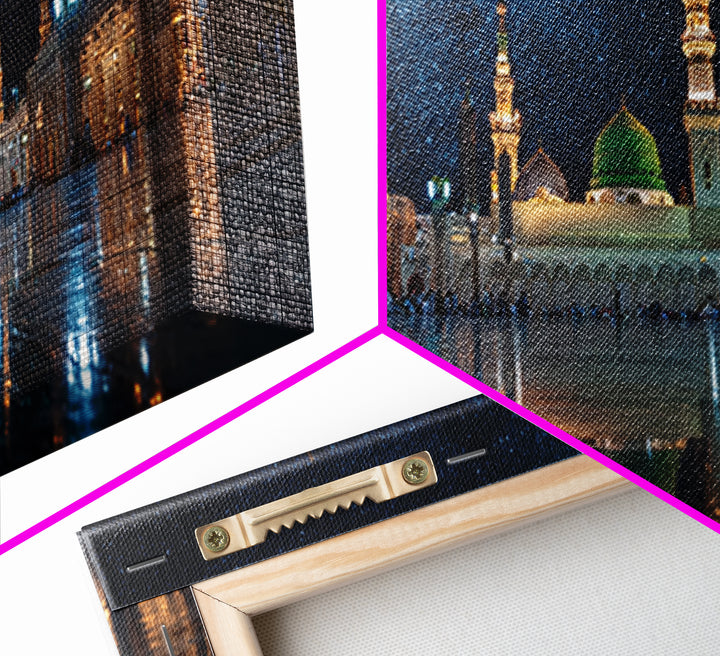 Starry Medina Mosque Courtyard Wall Art, Islamic Home Decor, Arabic Architecture Print, Quran Wall Decor, Spiritual Gift