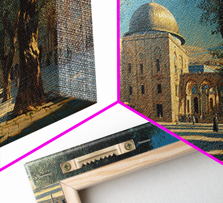 Jerusalem Olive Tree Courtyard Canvas Print, Islamic Architecture Wall Art, Mediterranean Travel Decor, Historic City Art Print