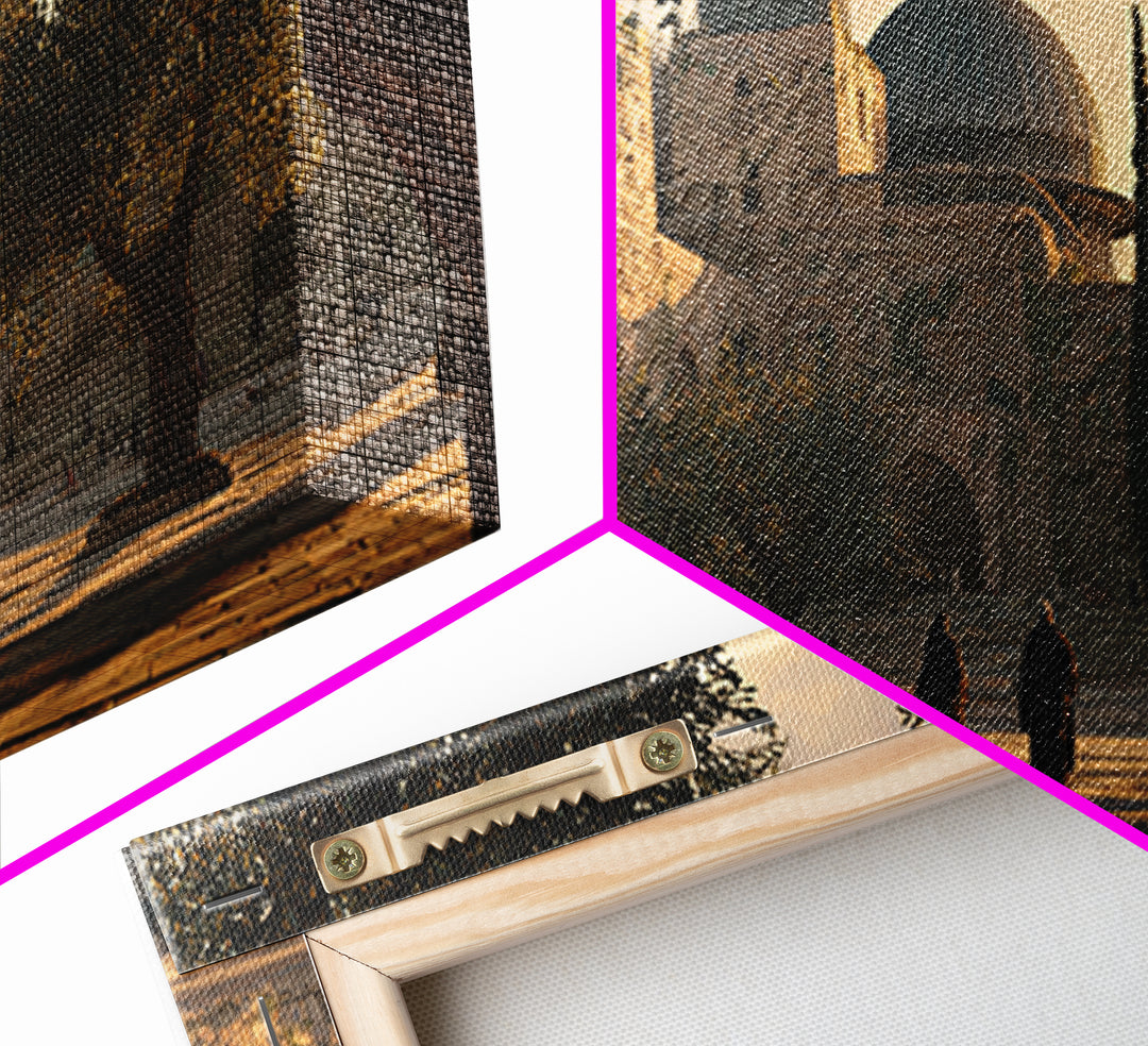 Jerusalem Olive Courtyard Wall Art, Islamic Architecture Canvas Print, Warm Travel Decor For Prayer Room And Entryway Home Decor