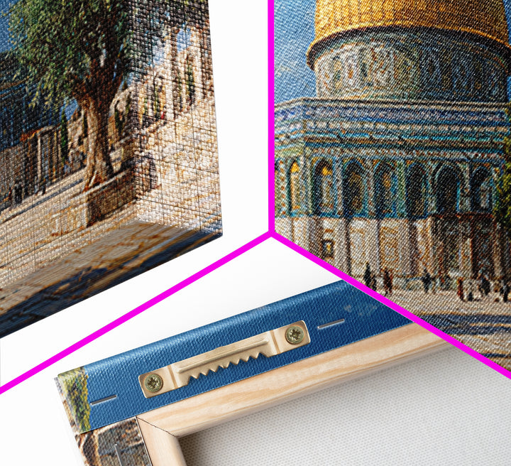 Golden Dome Of The Rock Jerusalem Wall Art, Islamic Architecture Canvas Print, Middle Eastern Decor, Spiritual Travel Poster