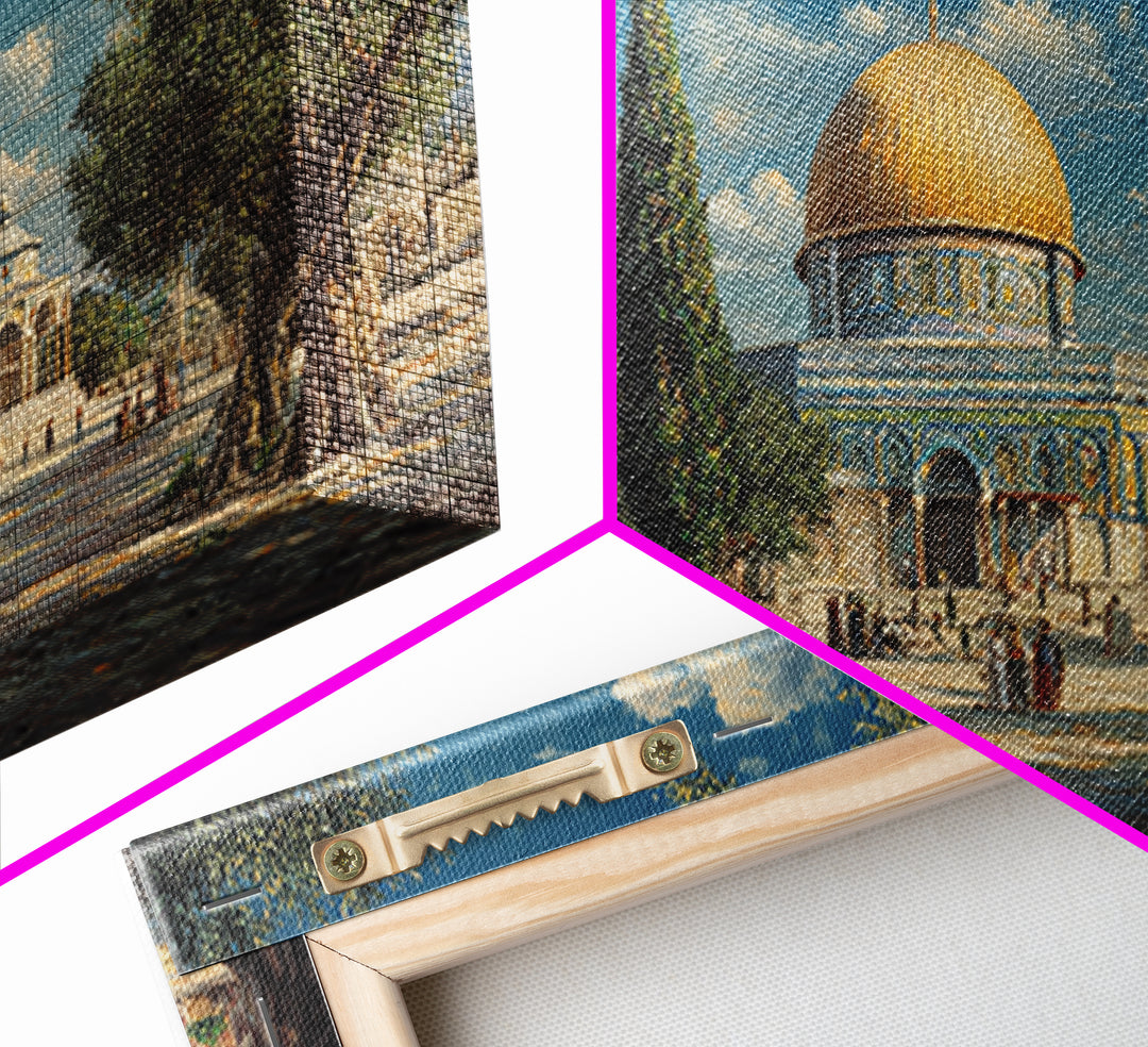 Jerusalem Dome Of The Rock Wall Art, Islamic Architecture Canvas Print, Olive Tree Travel Decor, Middle Eastern Art Print