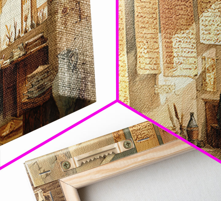 Sunlit Scribe Study Wall Art, Ancient Manuscripts Canvas, Scholarly Library Decor, Historical Calligraphy Art Print Gift