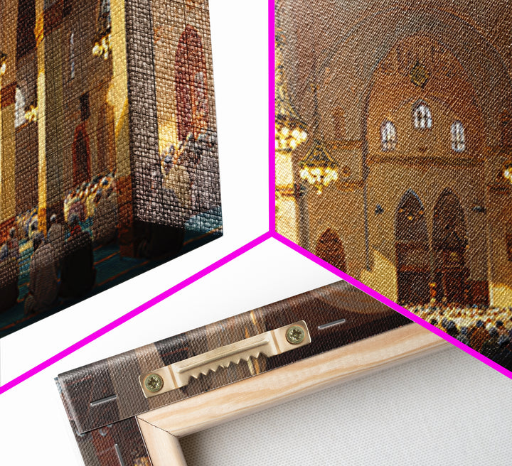 Sunlit Mosque Prayer Hall Wall Art, Islamic Home Decor, Arabic Architecture Print, Ramadan Gift, Spiritual Living Room Decor