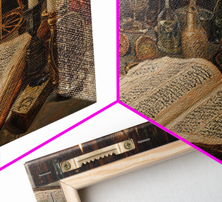 Alchemy Library Manuscript Wall Art, Dark Academia Canvas Print, Occult Still Life, Gothic Office Decor, Book Lover Gift