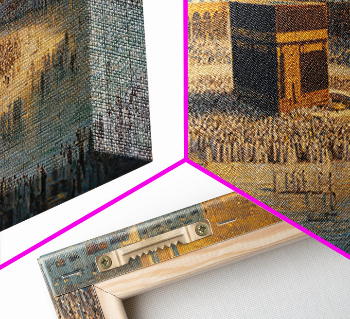 Kaaba Mecca Pilgrimage Wall Art, Islamic Framed Canvas Print, Muslim Home Decor, Ramadan Eid Gift, Prayer Room Art, Islamic Wall Decor