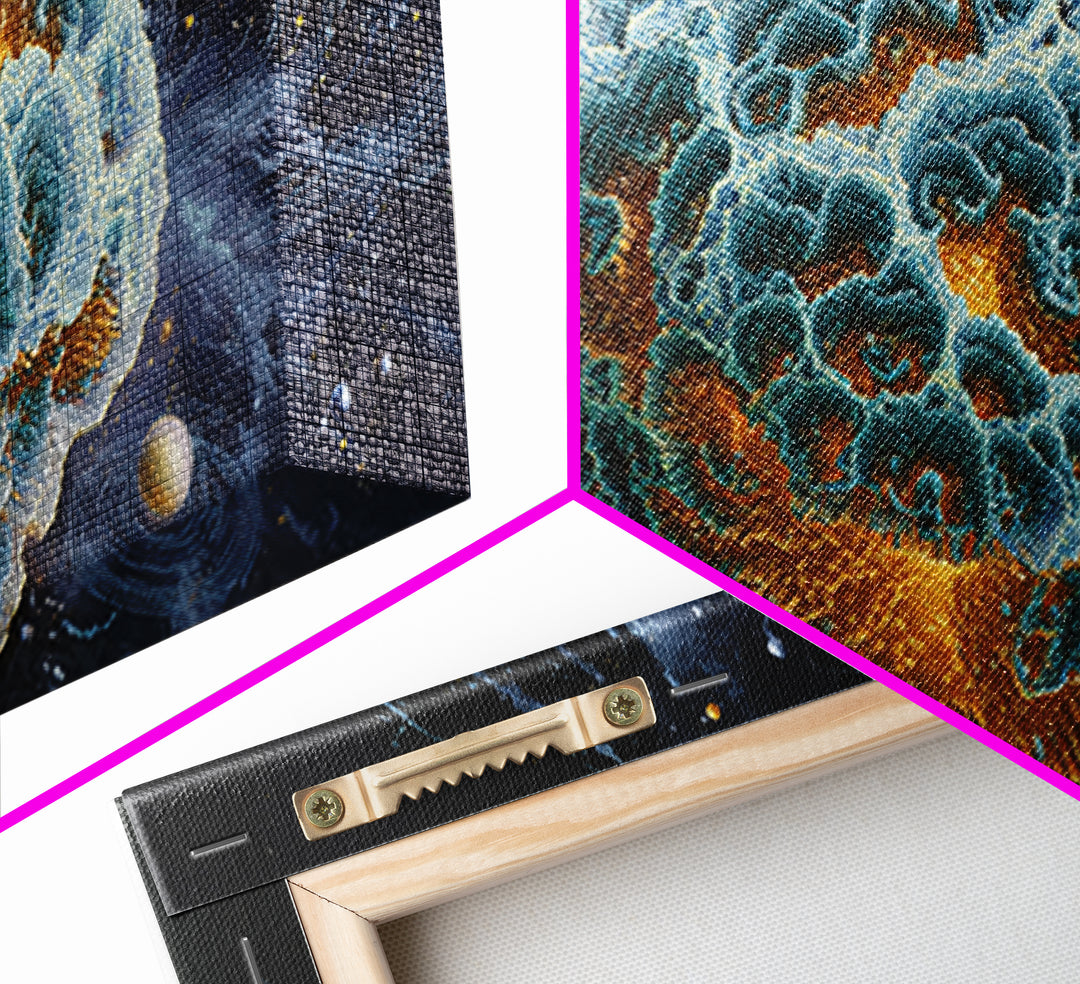 Surreal Cosmic Brain With Orbiting Planets And Vibrant Details Abstract Digital Wall Art Framed Canvas Print For Modern Home Decor