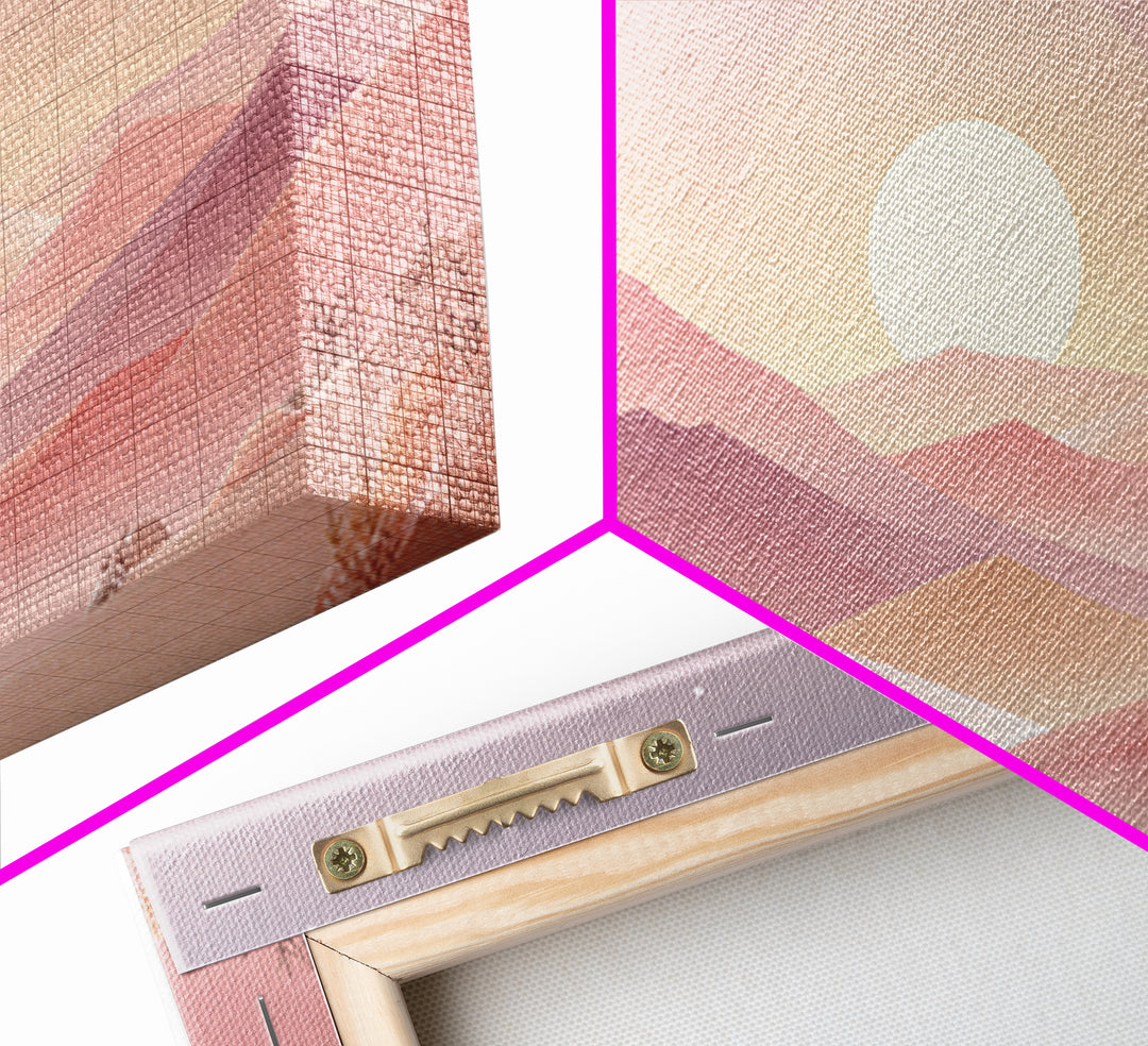 Pastel Layered Mountain Sunrise Wall Art, Minimalist Landscape, Pink Boho Decor, Nursery Art Print, Modern Home Decor Gift