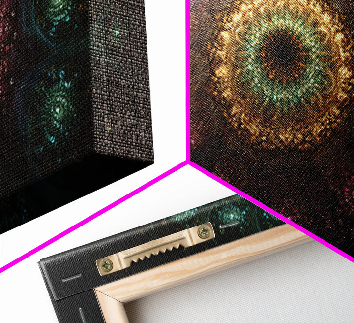 Magical Kaleidoscope Mandala Inspired Abstract Fractal Design Wall Art Modern Wall Decor Canvas Print Gift