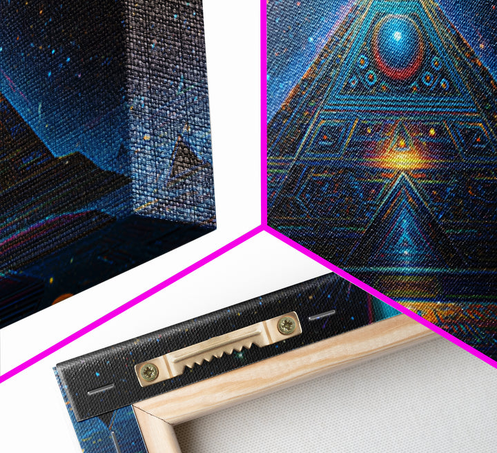 Mystical Futuristic Pyramid Digital Art Print Canvas Print Wall Art Modern Sci Fi Decor Inspirational Artwork